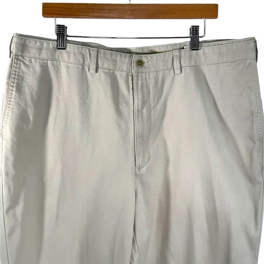 Cabela's Men's Khaki Chino Pants Size‎ 40W x 30L Flat Front Beige Cotton